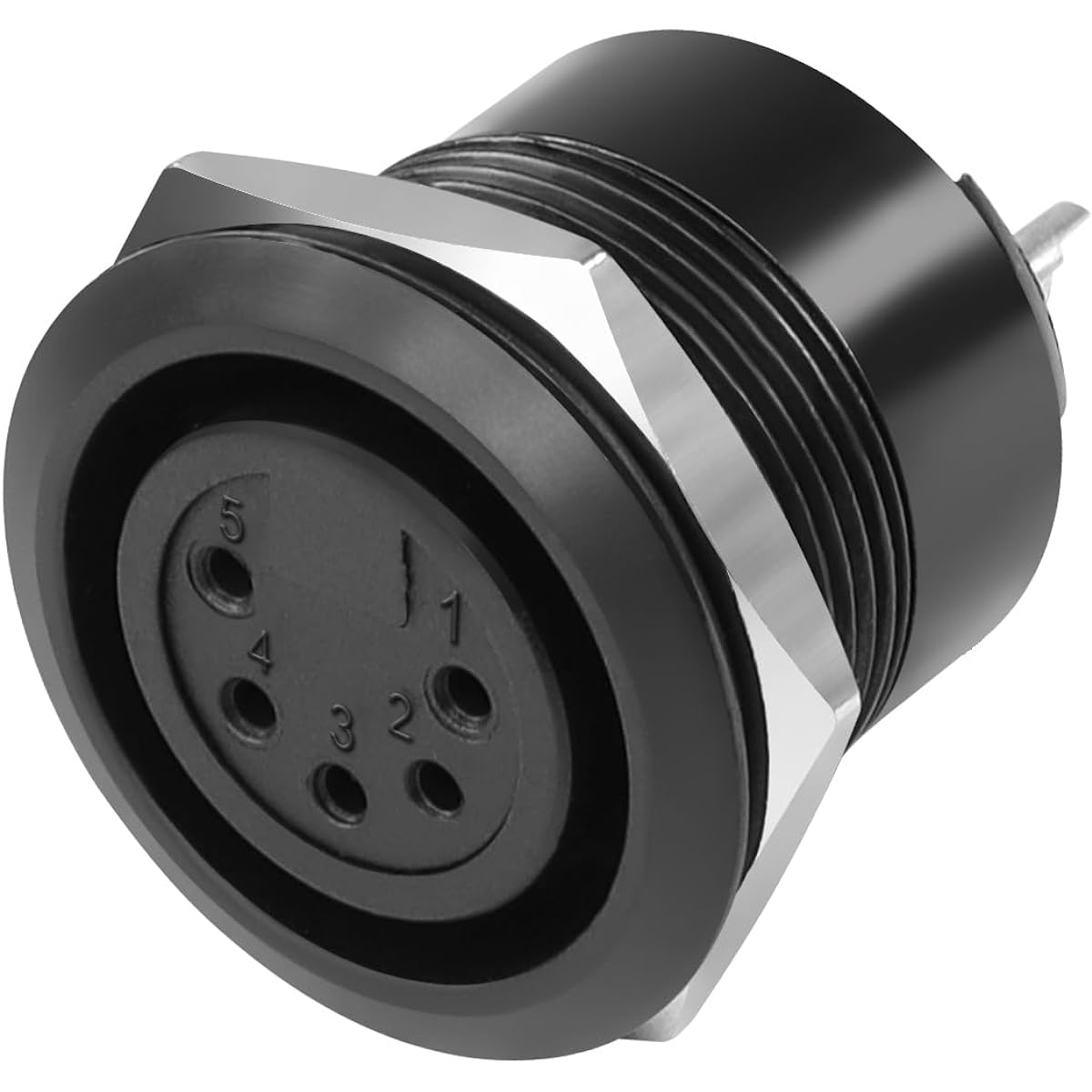 QIANRENON 5 Pin XLR Jack Screw Fixed Solder Adapter 5 Pin XLR Female to Solder Terminal Circular Connector 5 Pole XLR DMX Mount Socket for Sound RDM/DMX Stage Lighting Black