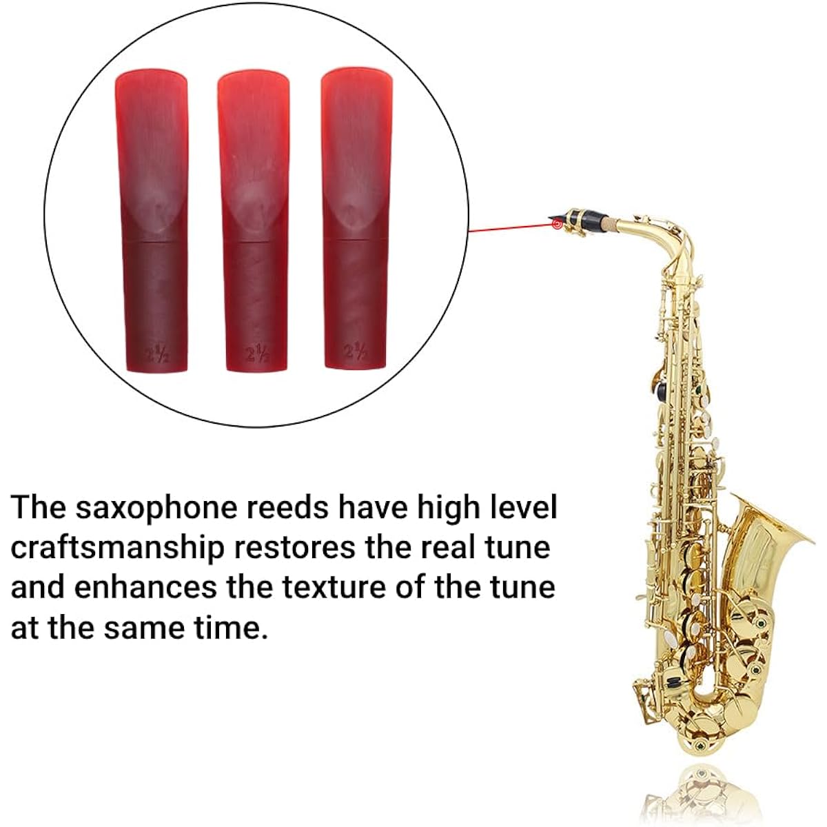 Alto Saxophone Reed Advanced Craft Resin Saxophone Completely Warm and Flexible Sound (Red) 3 Pieces