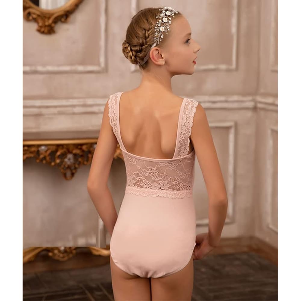 [ProDance] ProDance White Pink Light Blue Tank Top Lace Kids Ballet Leotard Camisole PKK005B