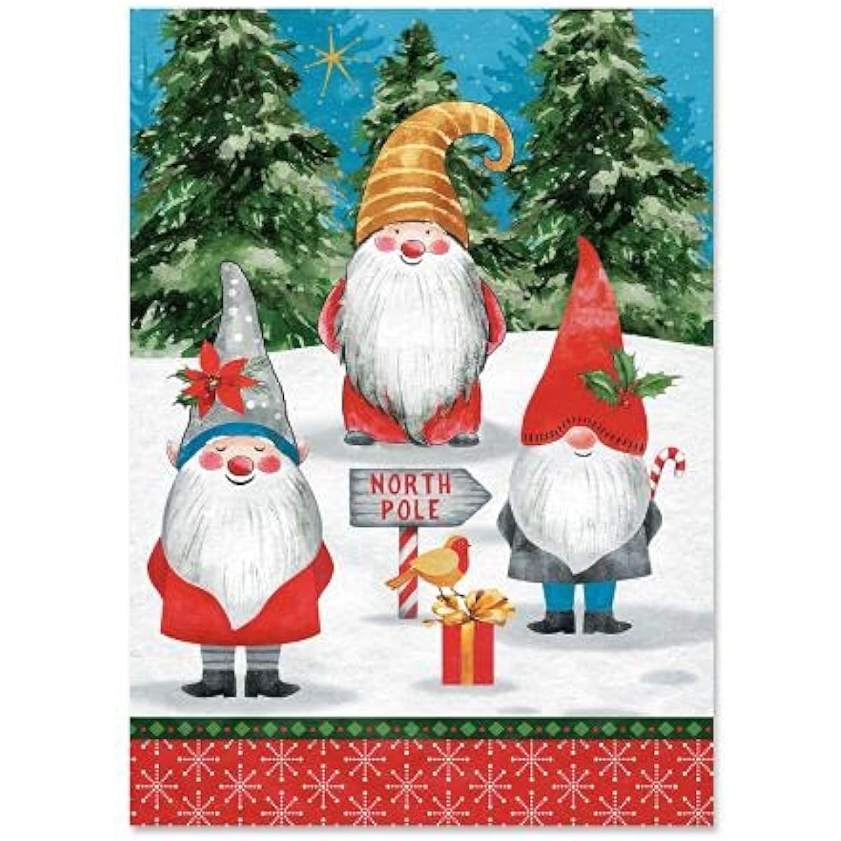 Suzanne Nicoll Holiday Gnomes Christmas Cards Set of 18 5" x 7" Holiday Greeting Cards