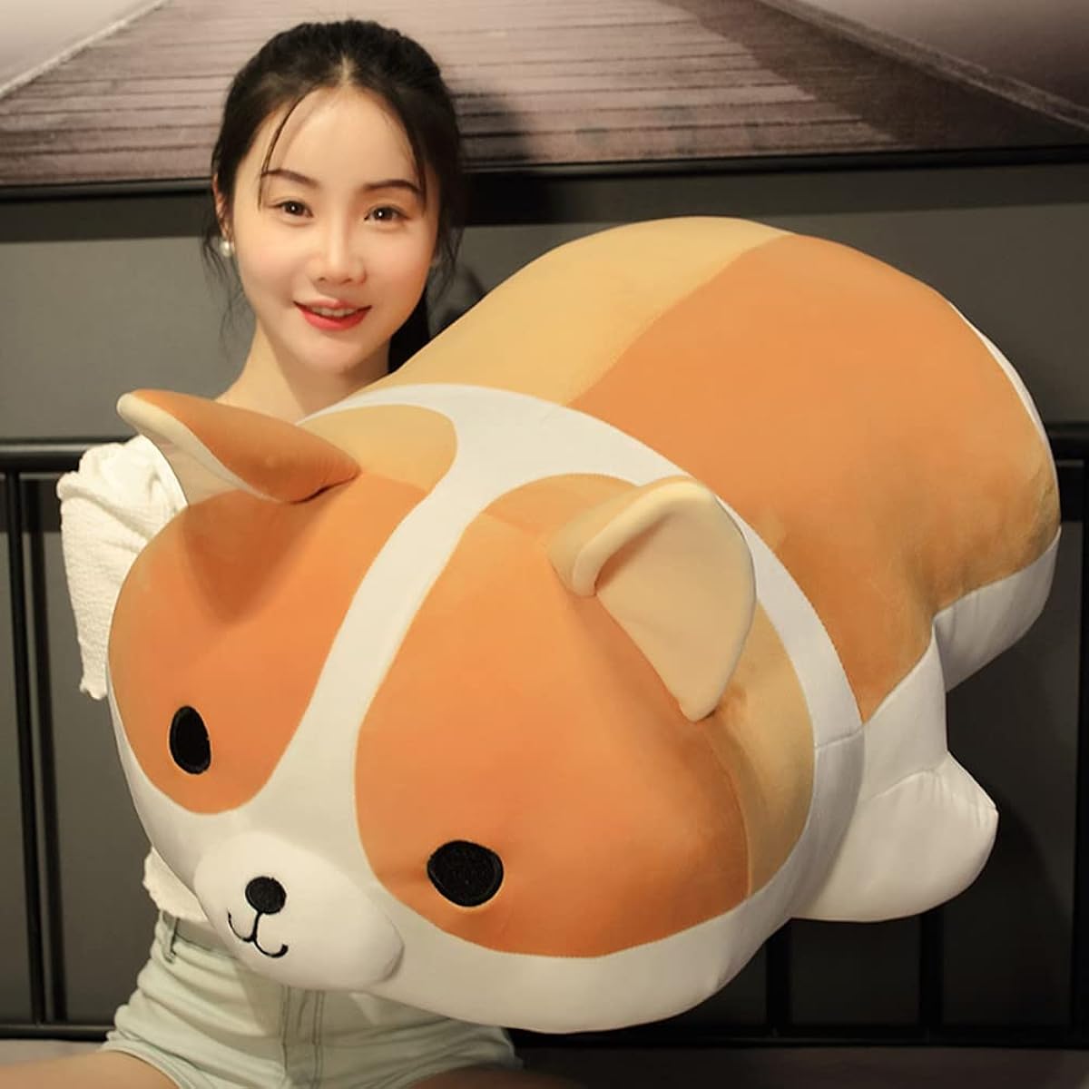 MIAOHAHA Plush Corgi Dog Shiba Inu Stuffed Animal Pillow Plush Corgi Kids Stuffed Animal Pillow (Corgi, 80cm/31.4inch)
