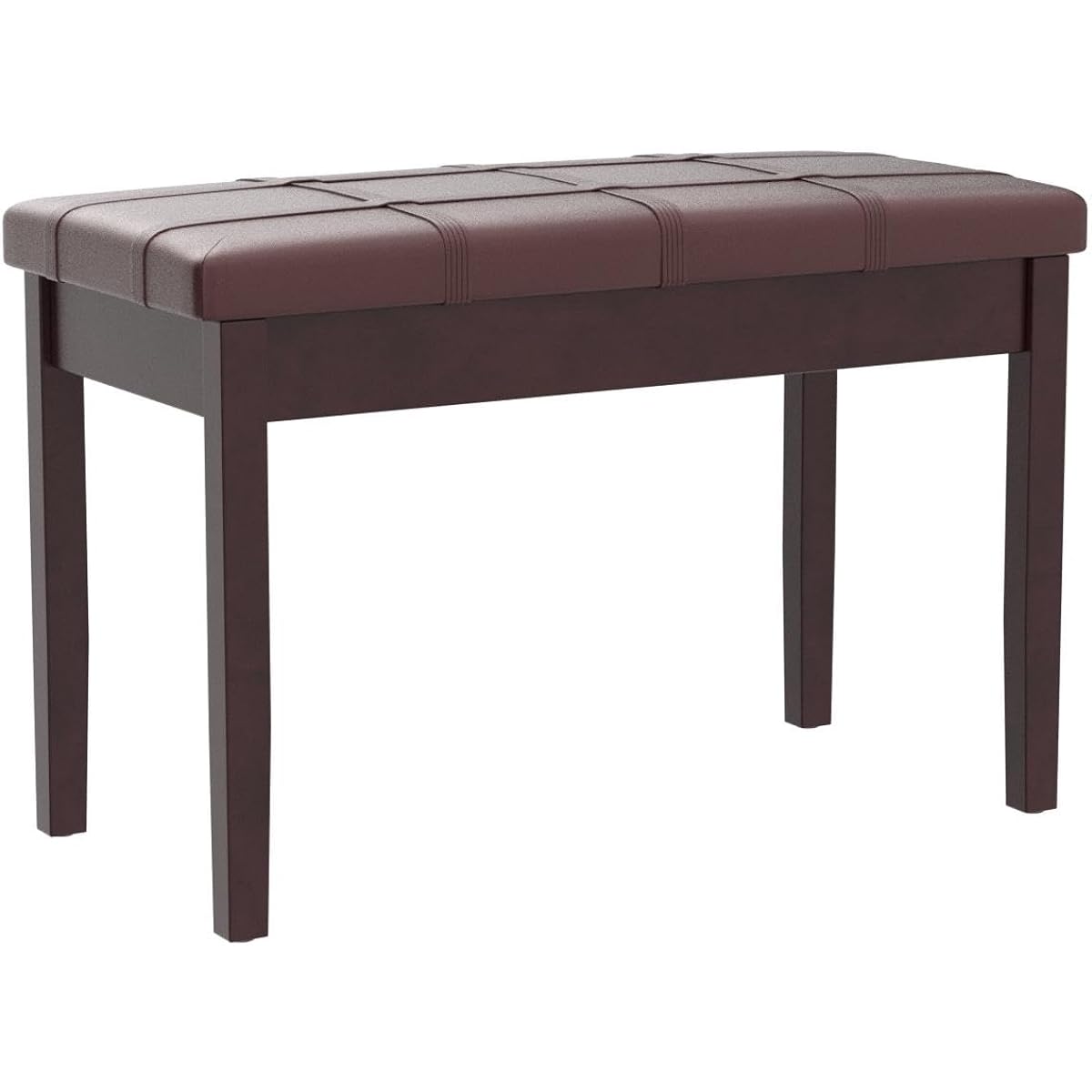 GOFLAME Piano Bench with Padded Cushion and Music Storage Comfortable Double Duet Seat with PU Leather and Wooden Legs Perfect for Professional or Home Use (Brown)
