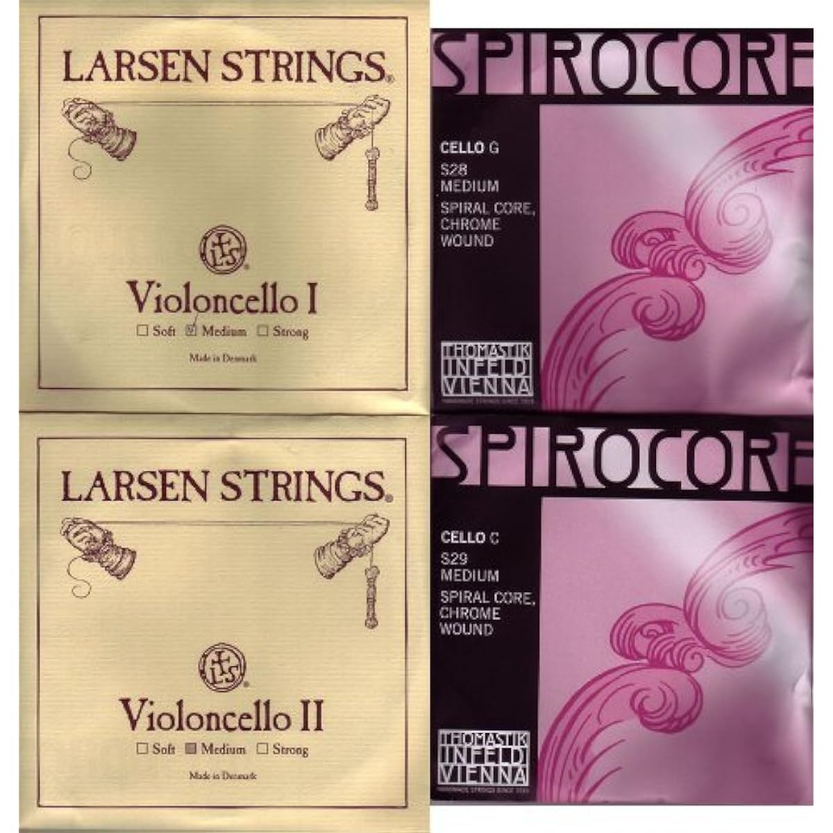 Cello string set LARSEN SPIROCORE chrome winding