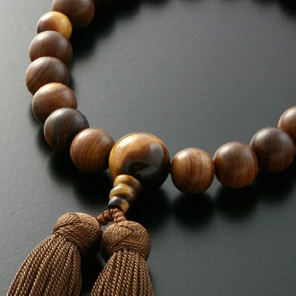 Kyoto Buddhist Altar Hayashi Prayer Beads for Men Pure Silk Miyakobo Sandalwood (Unground) Tiger Eye Stone Tailoring (For Men) [Tiger Eye] [Prayer Bag Set] M-021 Kyoto Prayer Beads *This prayer beads can be used by all sects