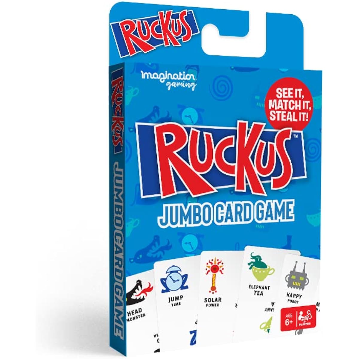 Ruckus Jumbo Card Game Fast Paced Action Card Stealing Multiplayer Game Quick Thinking Agility Hand-Eye Coordination Family Fun Group & Party Game Ages 6+ 3+ Players