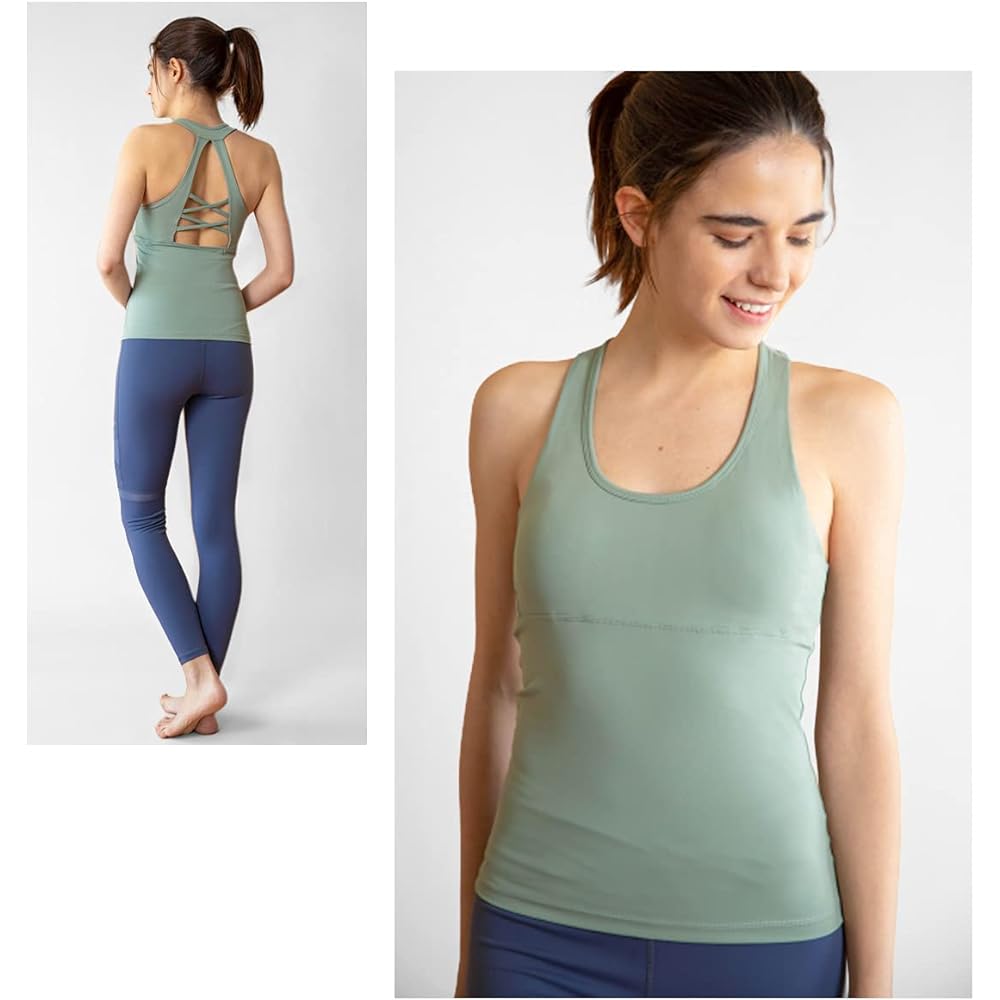 [VeroMan] Yoga Wear Tops with Cups Tank Top Long Length Bra Top Camisole Women's Training ppi-cupcami