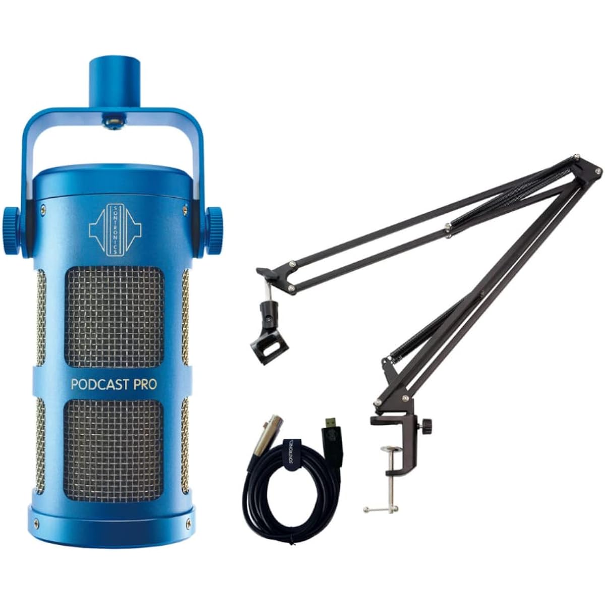 SONTRONICS Supercardioid Dynamic Microphone for Podcasts PODCAST PRO Stand Set BLUE