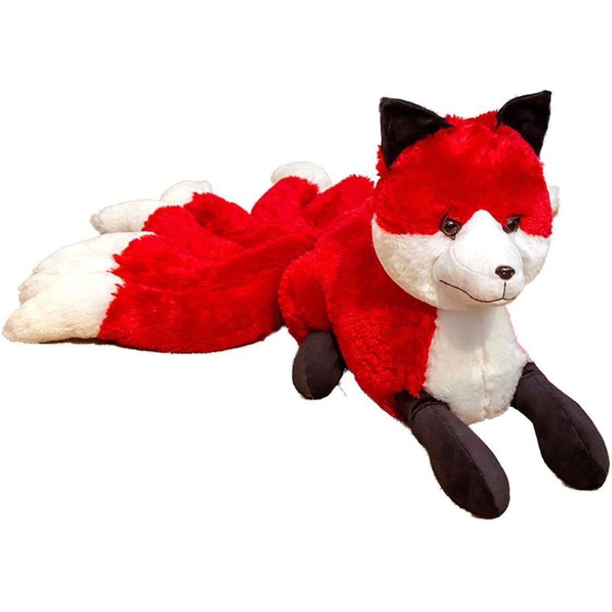 Red Fox Plush Nine Tails Fox Toy Realistic Animal Doll Soft Hugging Pillow White Nine Tails Fox Doll 10.24 x 22.05 inches (Red, Medium)