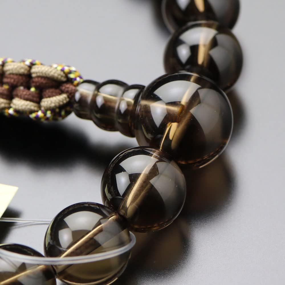≪Special Price≫ Nenju.com Jodo Shinshu Prayer Beads for Men 22 Beads Brown Crystal String Tassel [Authentic Prayer Beads Kyoto Prayer Beads Shinshu Disciples Smoky Quartz Smoke Crystal Funeral Memorial Service Funeral Kyoto Natural Stone My Prayer Beads
