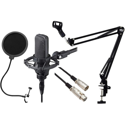 AT4040 (shock mount: AT8449a included) -3m genuine microphone cable, pop blocker, black arm stand included-