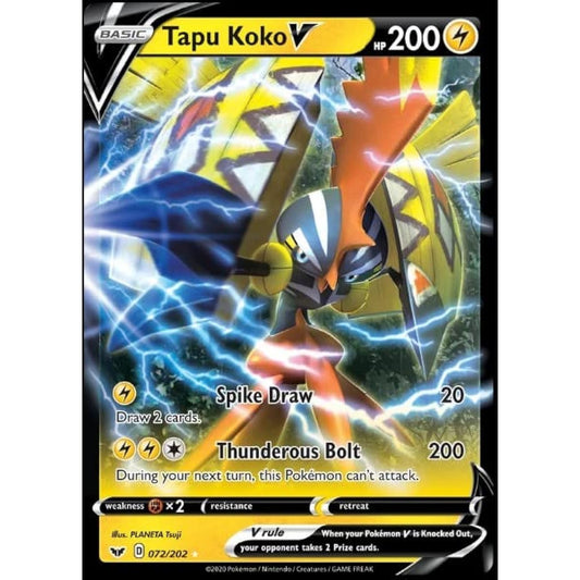 Pokemon - Tapu Koko V - 072/202 - Sword & Shield - Ultra Rare Card