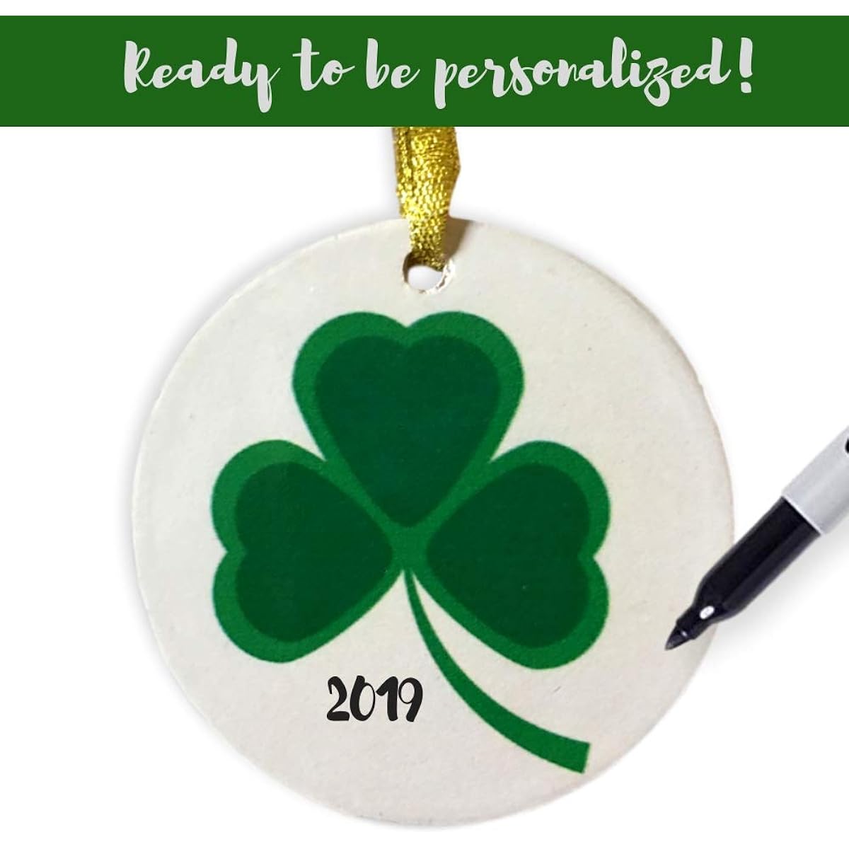 Irish Christmas Ornament - Green Shamrock Design with the Good Luck Quote Printed on - Irish Gift