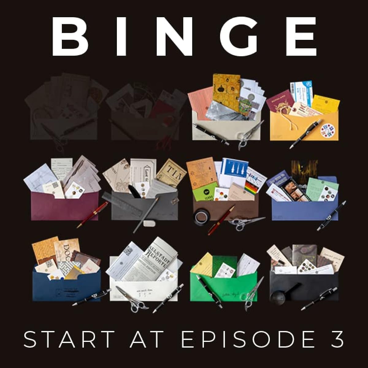 Escape Mail: Binge Bundle - Grip Escape Room Game in an Envelope Immersive Storyline Your Family Will Love Date Night Ages 10+ (Standard Difficulty Episodes 3-12)