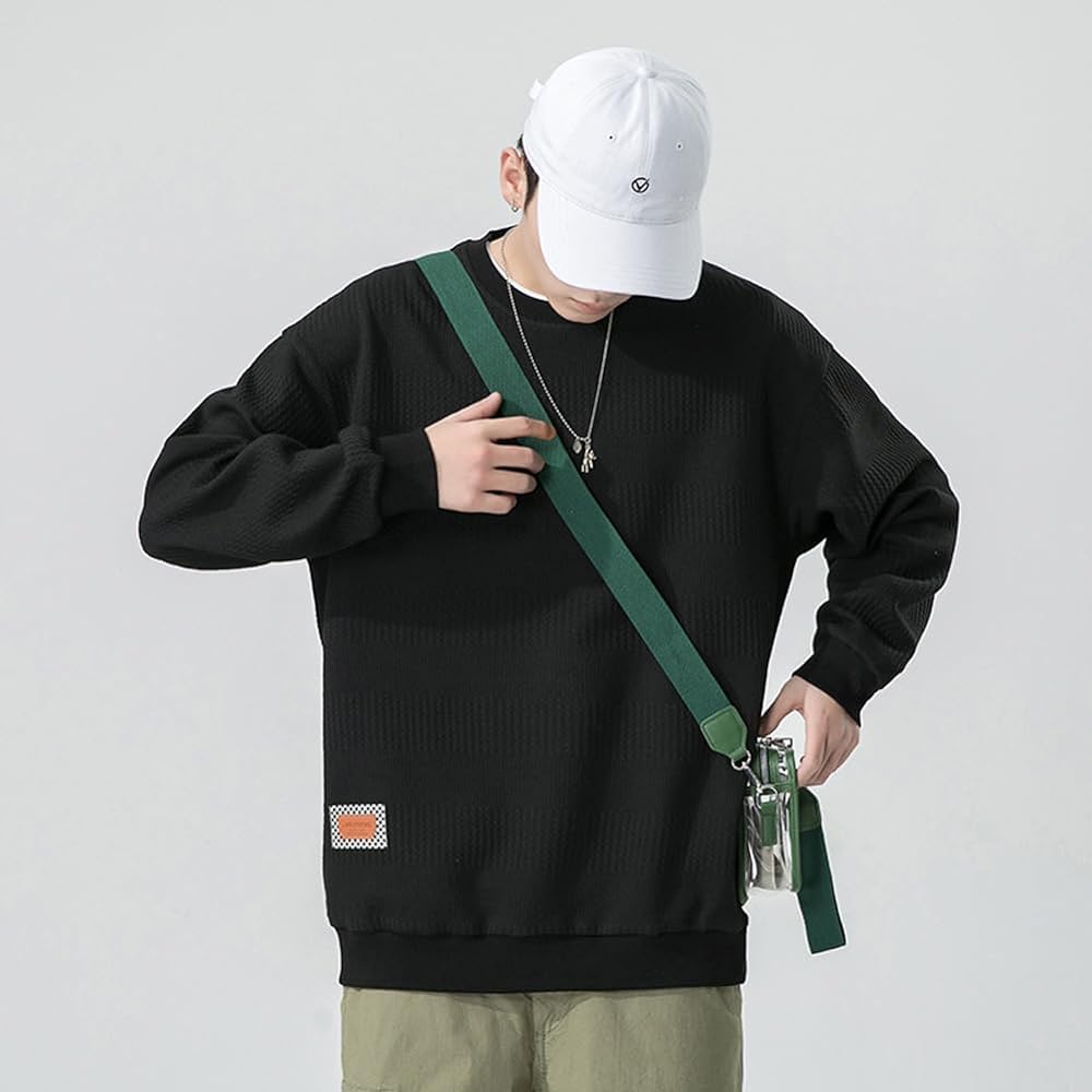 [FJLTDCP] Men's Parka Sweatshirt, Long Sleeve, Round Collar, Plain, Large Size, Loose, Durable, Windproof, Cold Protection, Casual Fashion, Simple, Comfortable, Autumn/Winter Clothes