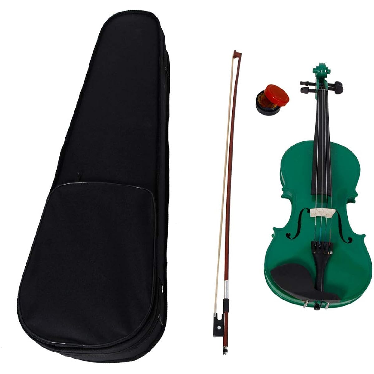 Acoustic Violin, Solid Wood Fiddle with Bow Case Rosin, String Instrument Violin Beginner Adult Boys Girls Children (4/4-Green)