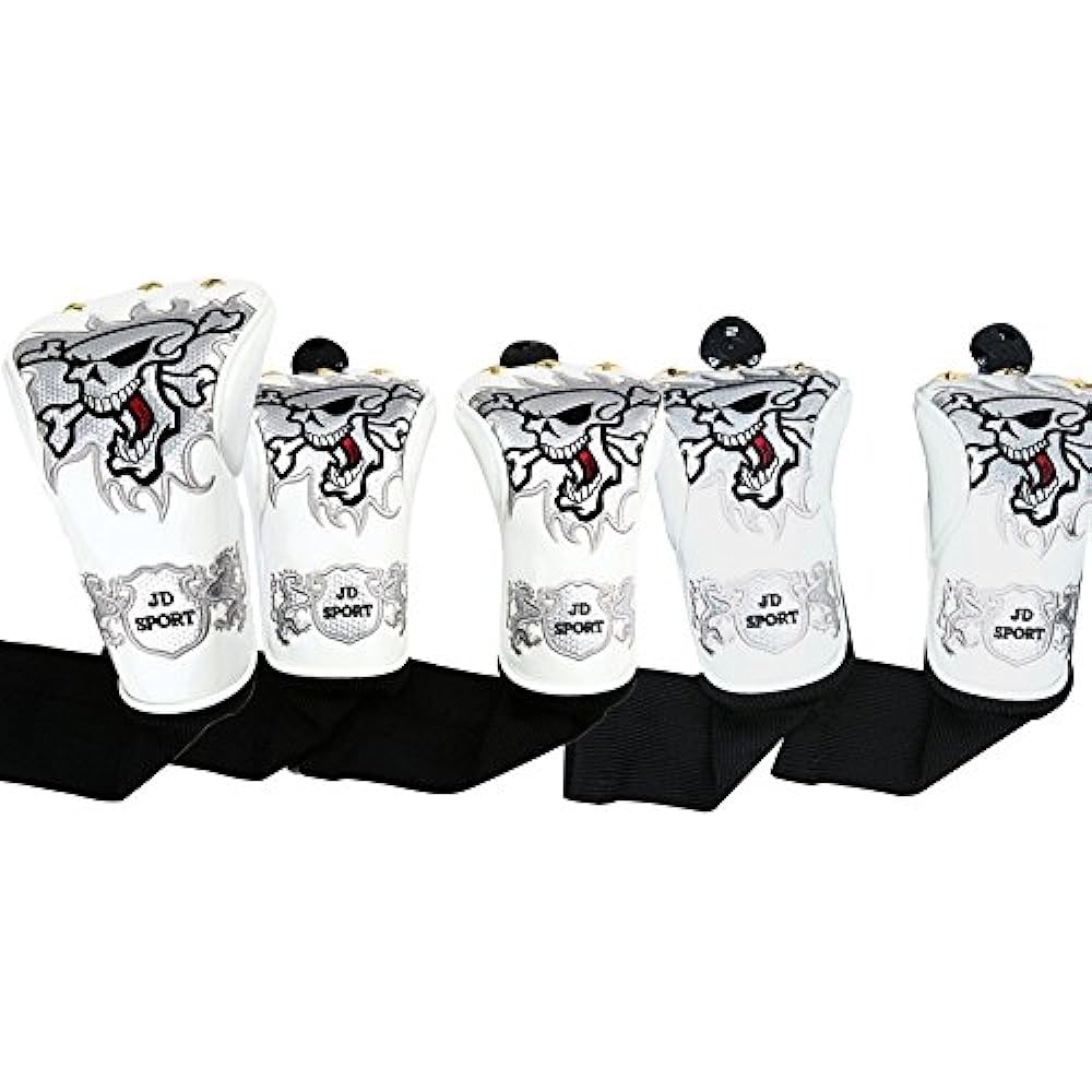 Head cover High quality PU leather Driver/Wood FW 2 pieces/Utility UT 2 pieces Skull pattern 5 piece set Waterproof specification Conversion tag included SelectPlaza SelectPlaza