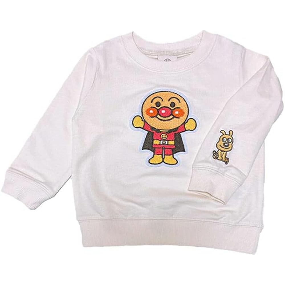[Bandai] Anpanman 4 Characters Sagara Embroidery Sweatshirt, Long Sleeve, Shirt, Children's Clothing, Mini Fleece (EA3796)