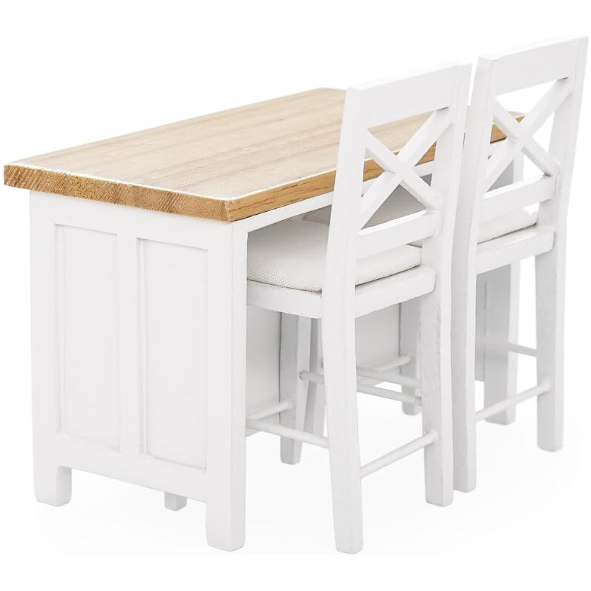 Odoria Miniature Dollhouse Dining Bar Table 2 Chairs - 1:12 Kitchen Island Furniture Accessories