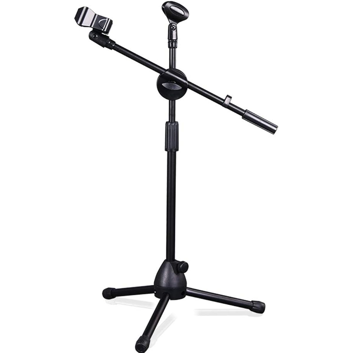 Desktop Microphone Stand Mini Version of Guitar Erhu Sound Source Floor Microphone Triangle Bracket Stand Conference Seminar Live Speech (Color: Black, Size: 45-75cm)