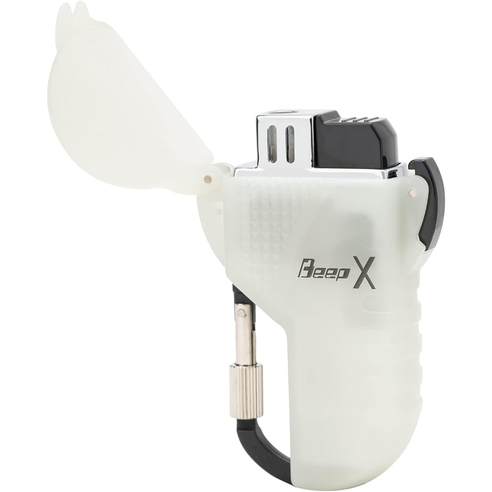 Windmill Turbo Lighter White Luminous BEEPX with Logo Sticker Waterproof Fillable BEX-0005K