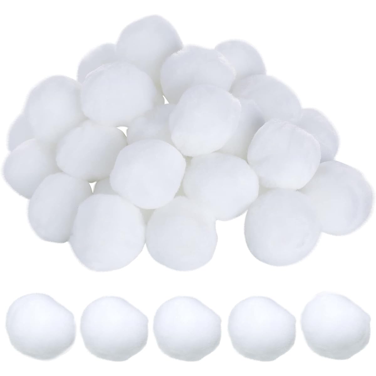 Christmas Acrylic Pom Poms Large White Pom Poms Christmas Holiday Costume Pom Pom Balls Fluffy Pom Pom Balls Fuzzy White Pom Pom Balls DIY Craft Supplies Party Decorations 2 Inch (150 Pieces)