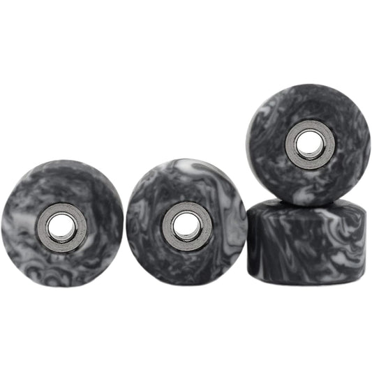 Teak Tuning Apex 61D Urethane Fingerboard Wheels - Street Shape 7.7mm Diameter - Ultra Spin Bearings - Made in the USA - Grey & White Swirl Colorway