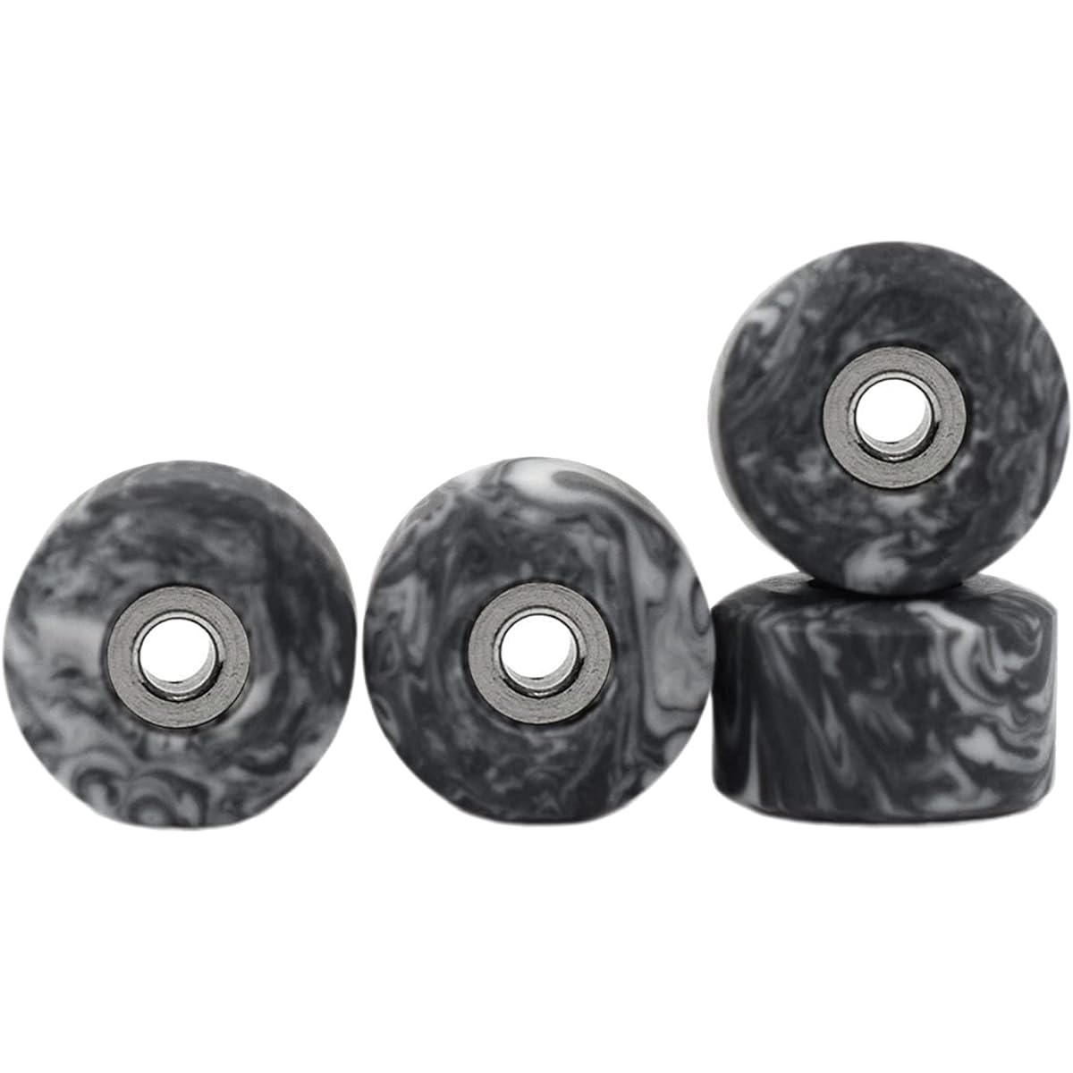 Teak Tuning Apex 71D Urethane Fingerboard Wheels - Street Shape - 7.7mm Diameter - Ultra Spin Bearings - Made in the USA - Grey & White Swirl Colorway