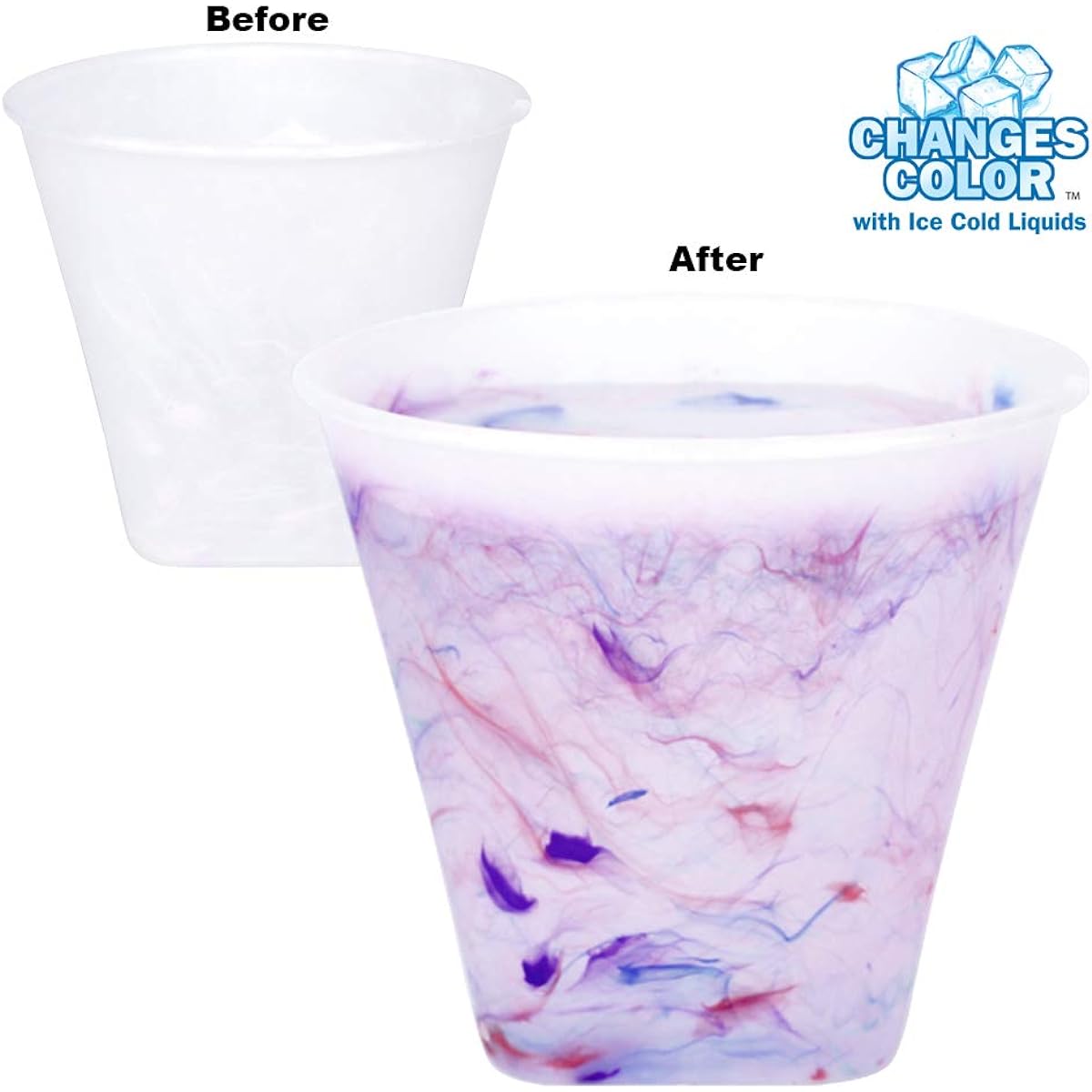 Reusable Rainbow Confetti Color Changing Dessert Cups, Change Color with Cold Liquid (Confetti Colors: Red, Blue, Green, Purple, Orange) - Set of 12 - Made in the USA