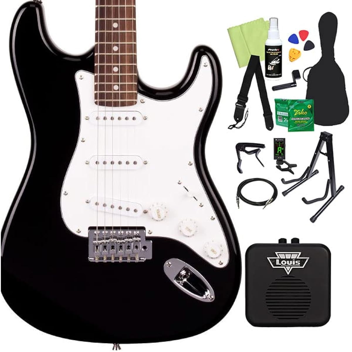 SX ED1 Electric Guitar Beginner 14-piece Set [With Mini Amplifier] BK Stratocaster Type SX