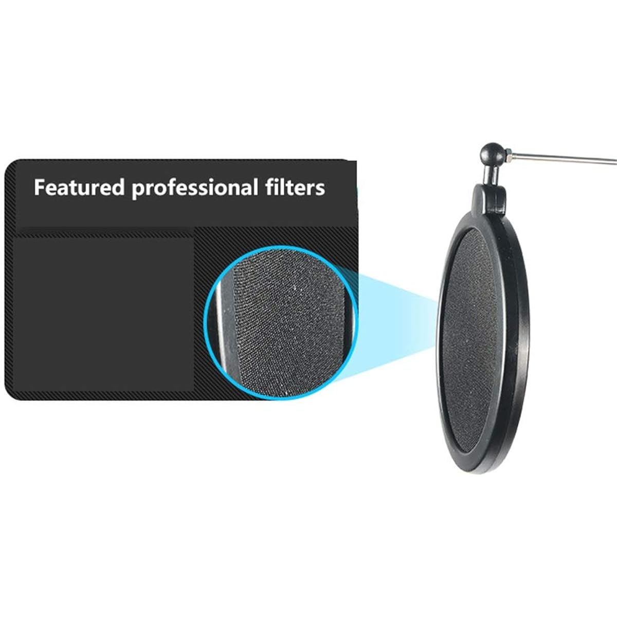 Desktop Microphone Stand Clip Splash-Proof Microphone Floor Stand Sing Dual Mobile Phone Live Conference Seminar Live Speech (Color: Black, Size: 125-188cm)