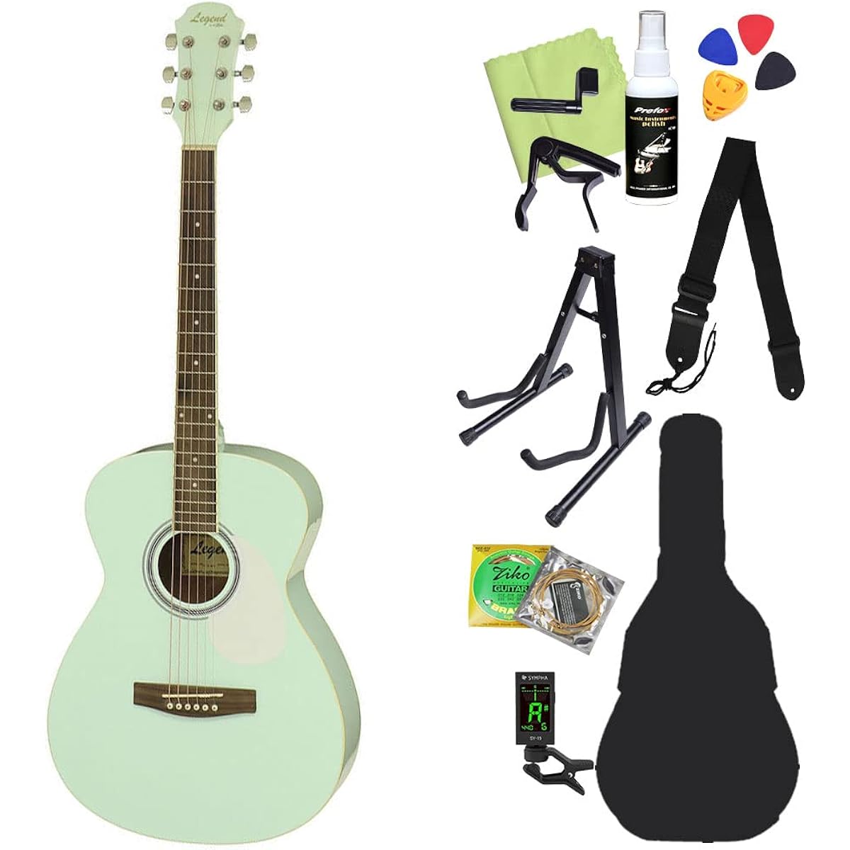 LEGEND FG-15 Acoustic Guitar Beginner 12-piece Set SFGR FG15 000 Size Folk Size Legend