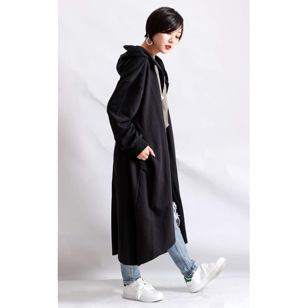 [Gold Japan] Large Size Women's Tops Parka Hoodie Zip Long Sleeve Asymmetrical Deformation