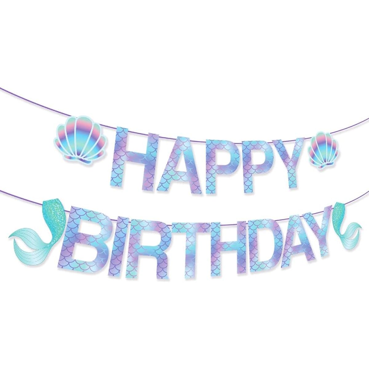 Anor WishLife Sparkle Mermaid Birthday Banner, Mermaid Banner, Mermaid Party Supplies, Little Mermaid Birthday Decorations for Girls/Boys/Kids/Home/Classroom/Baby Shower/1st Birthday