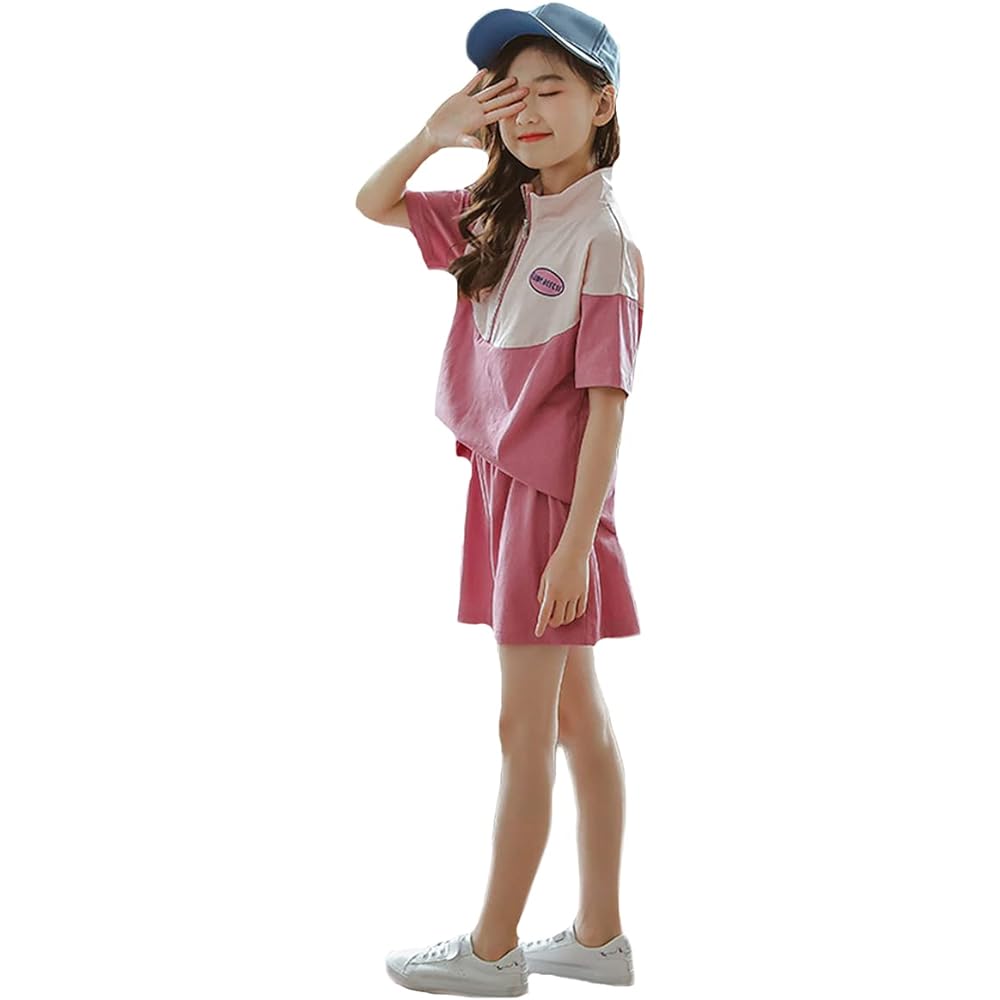 [YuWan] Children's Setup, Girls' Summer Clothes, Top and Bottom Set, Shorts, Short Sleeve T-shirt, Jersey, Girls' Sportswear, Children's Clothes, Korean, Stylish