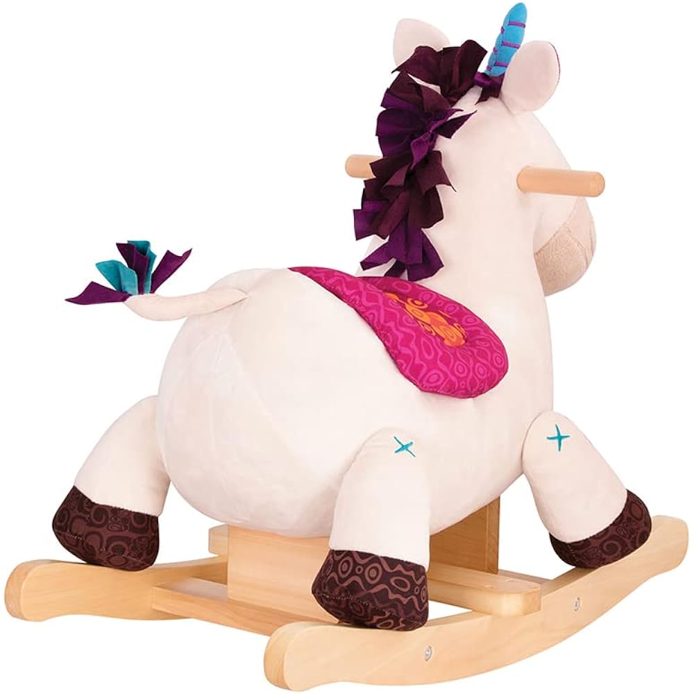 B. toys Rocking Unicorn Unicorn Riding Toy Stuffed Rocking Horse Ages 1 and a Half and Up Genuine Product