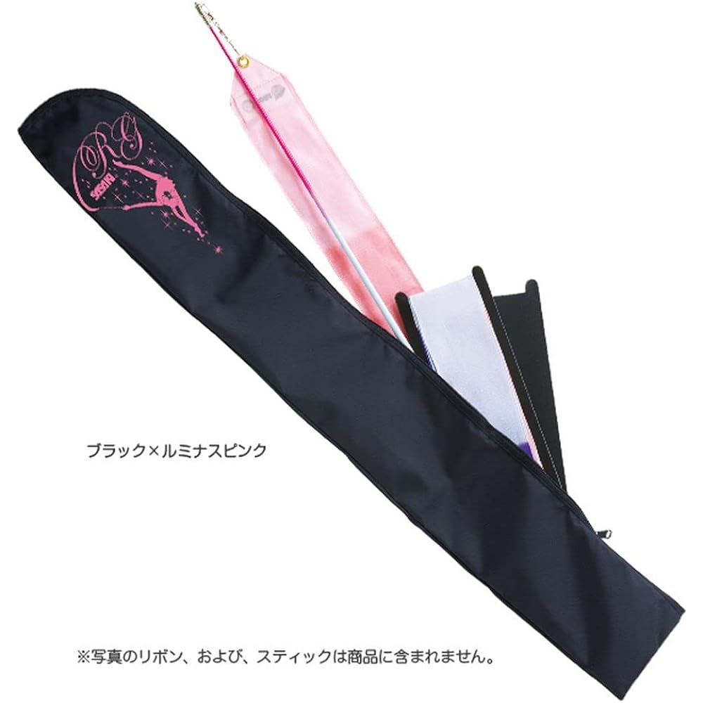 SASAKI Rhythmic Gymnastics Equipment Case R.G. Girl Ribbon Stick Case Black x Luminous Pink AC-52