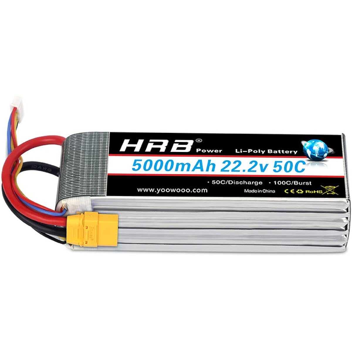 HRB 22.2V 50C 5000mAh 6S Lipo Battery with XT90 Plug for DJI Airplane RC Quadcopter Helicopter Car Truck Boat Hobby