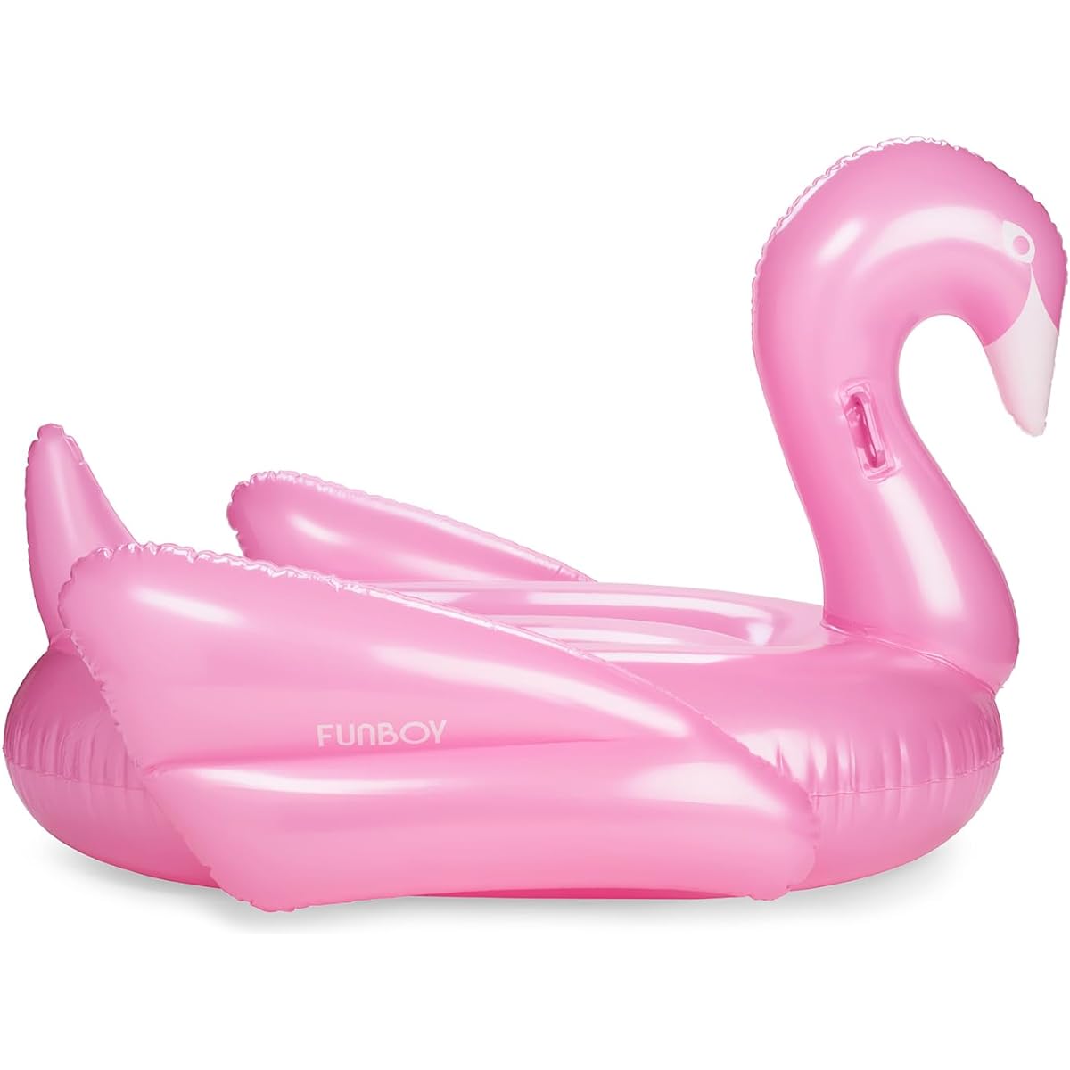 FUNBOY Giant Inflatable Metallic Pink Swan Pool Float for Summer Pool Parties and Entertainment Luxury Float