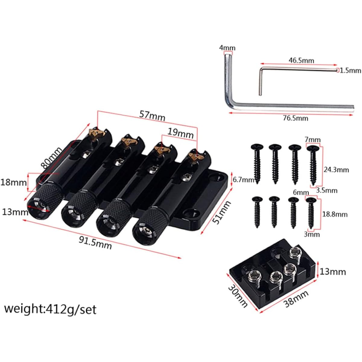 SWOOMEY 4 Strap Bass Bridge Bass Guitar Headless Guitar Guitar Tremolo Bridge Acoustic Guitar Bridge Guitar Tailpiece Guitar Locking Nut Accessories Vintage