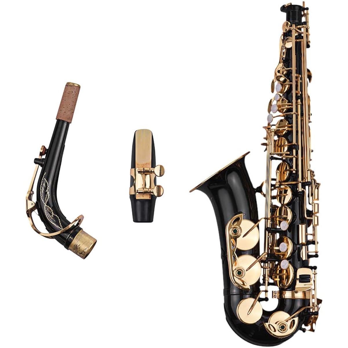 SHUBIAO Eb Alto Saxophone Brass Lacquer Gold 82Z Key Type Woodwind Instrument Padded Carry with Case Cleaning Cloth Brush Saxophone Strap Reed