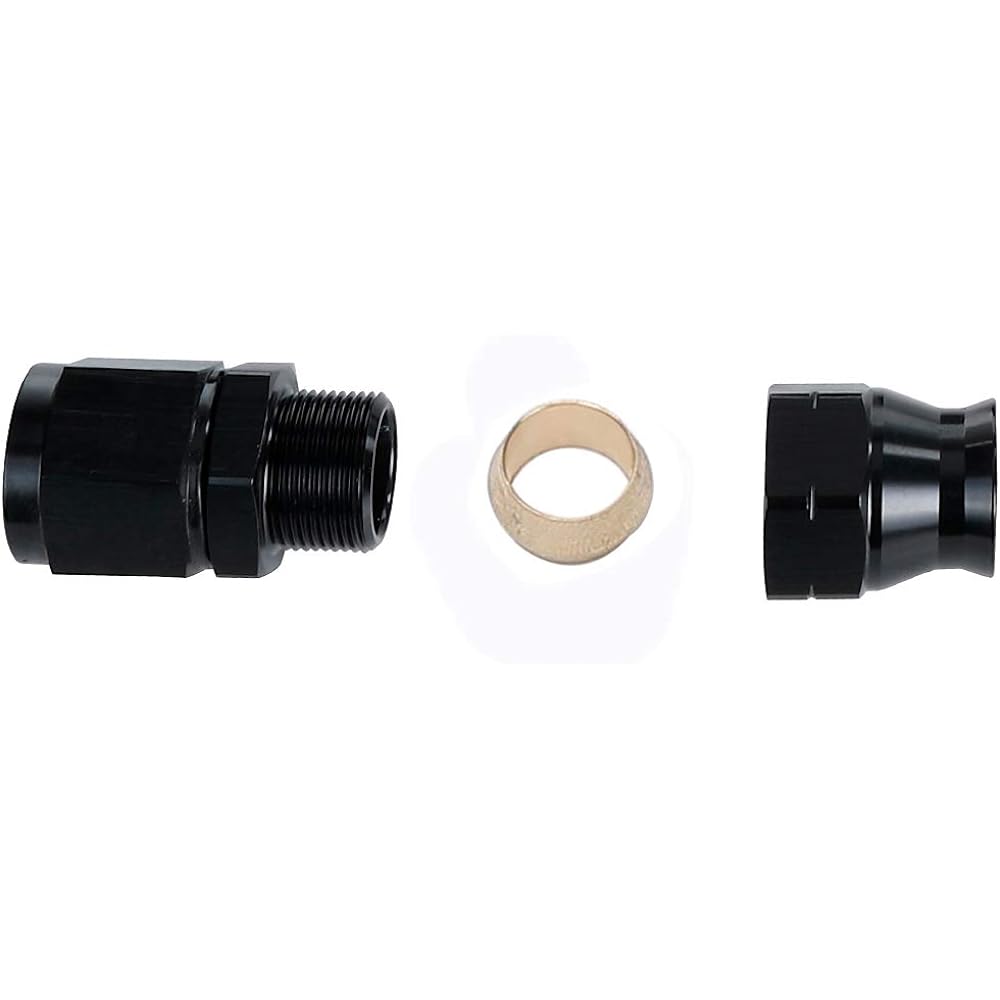 Aluminum Fuel Hard Line Fitting - Hard Fuel Tube Fitting 5/16" OD to AN6 Female Thread Connector Black Anodized Finish