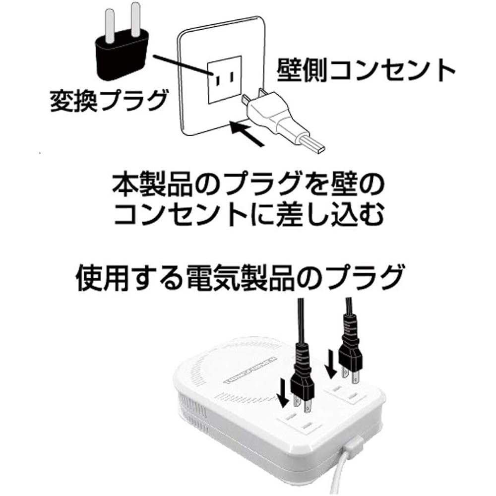 Kashimura Overseas Transformer Thin White AC 110V ~ 130V / 50W ~ 140W, 220V ~ 250V / 50W ~ 110W Main unit power plug A plug, output outlet A type x 2 NTI-277