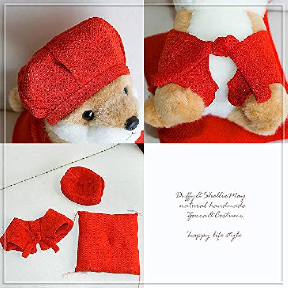 [Includes stuffed animal!] For 60th birthday celebration! Red Chanchanko & hat, sitting Shiba Inu set *kanreki-animal-dollset-4
