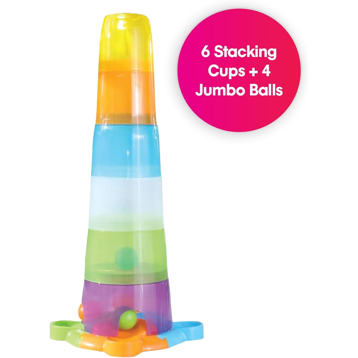 Edushape 14 Piece Baby Stacking Toy Set - Stack & Drop Tower Toddler Stacking Toys for STEM Educational Learning - Colorful Baby Stacking Cups & Balls for Cause and Effect Play for Babies, Toddlers, and Kids