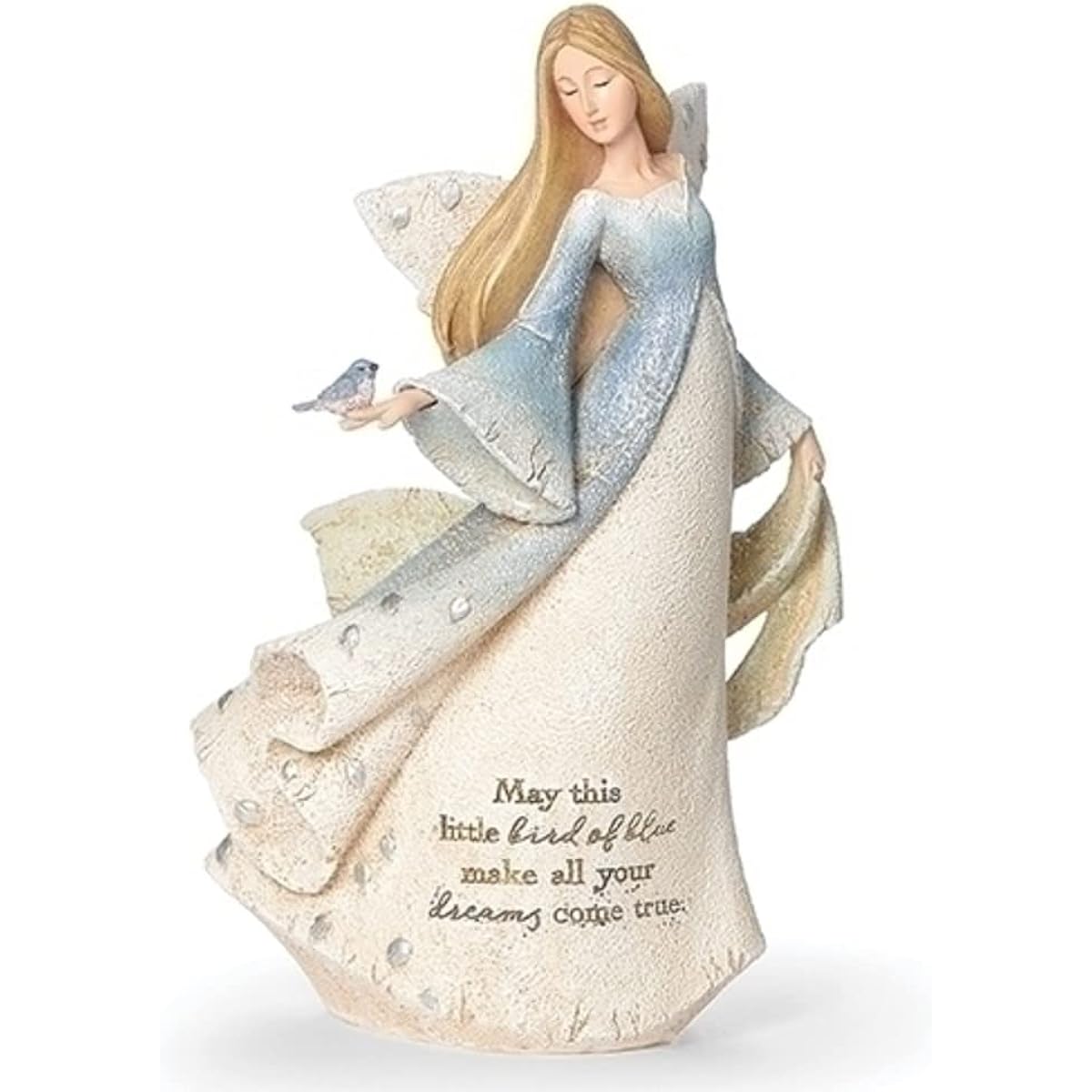 Roman Bluebird Happiness Angel 8.5" Tall Polyresin Home Tabletop Decor