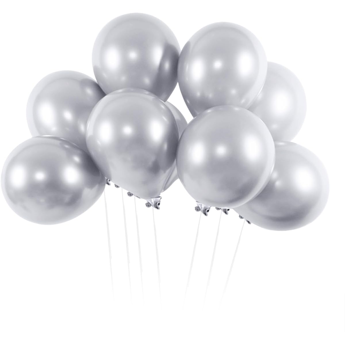 Maine Silver Balloons Birthday Balloons 50pcs Polished Finish Balloons 12 Inch (30cm) 100% Latex Helium Balloons Vibrant Festival Graduation Baby Shower Wedding Holiday Balloon Decoration