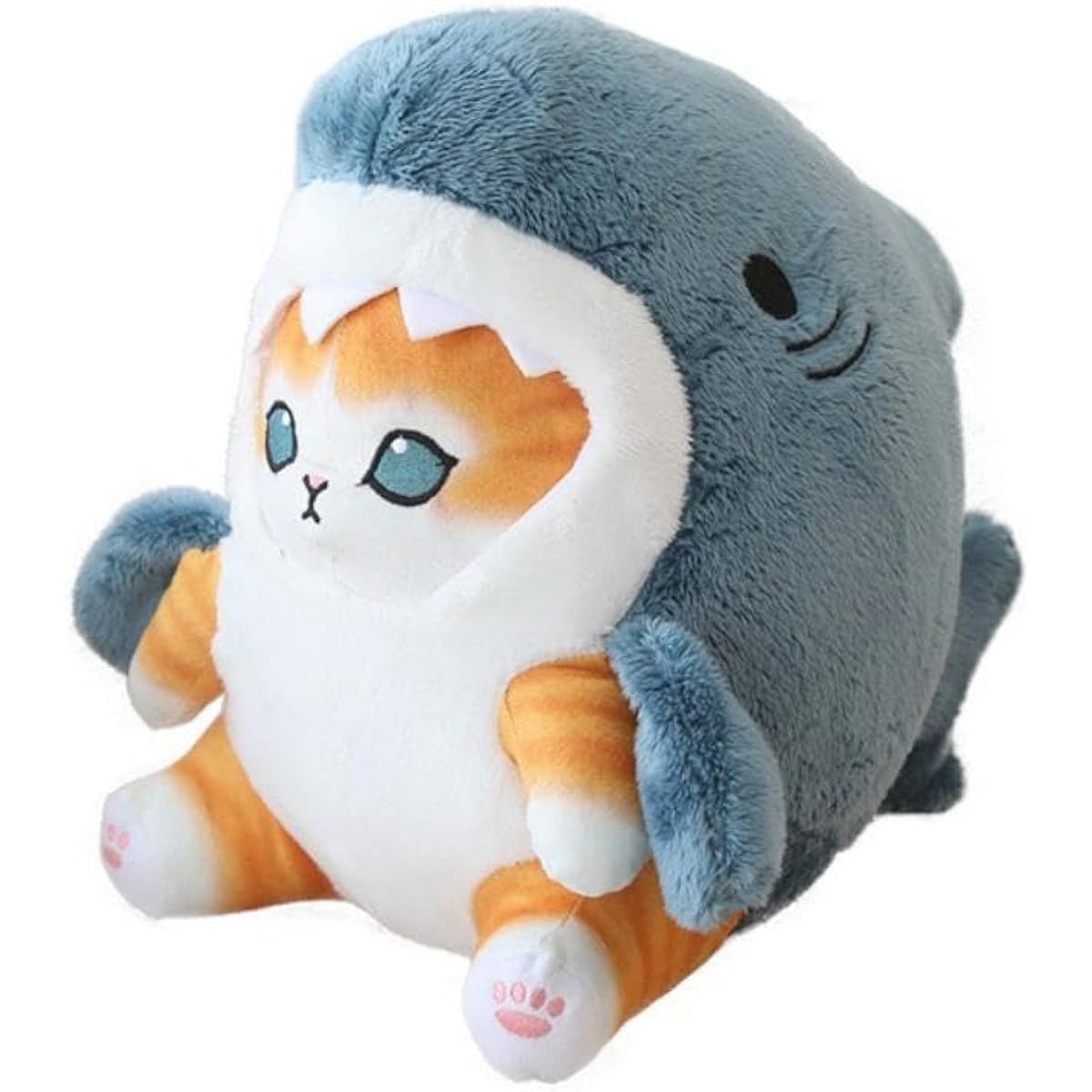 Shark Cat Plush Toy Cute Fried Shrimp Shark Stuffed Animal Doll Cute Shark Cat Plush Pillow Toy Birthday Kids Boys Girls (8 inch, Blue Yellow)