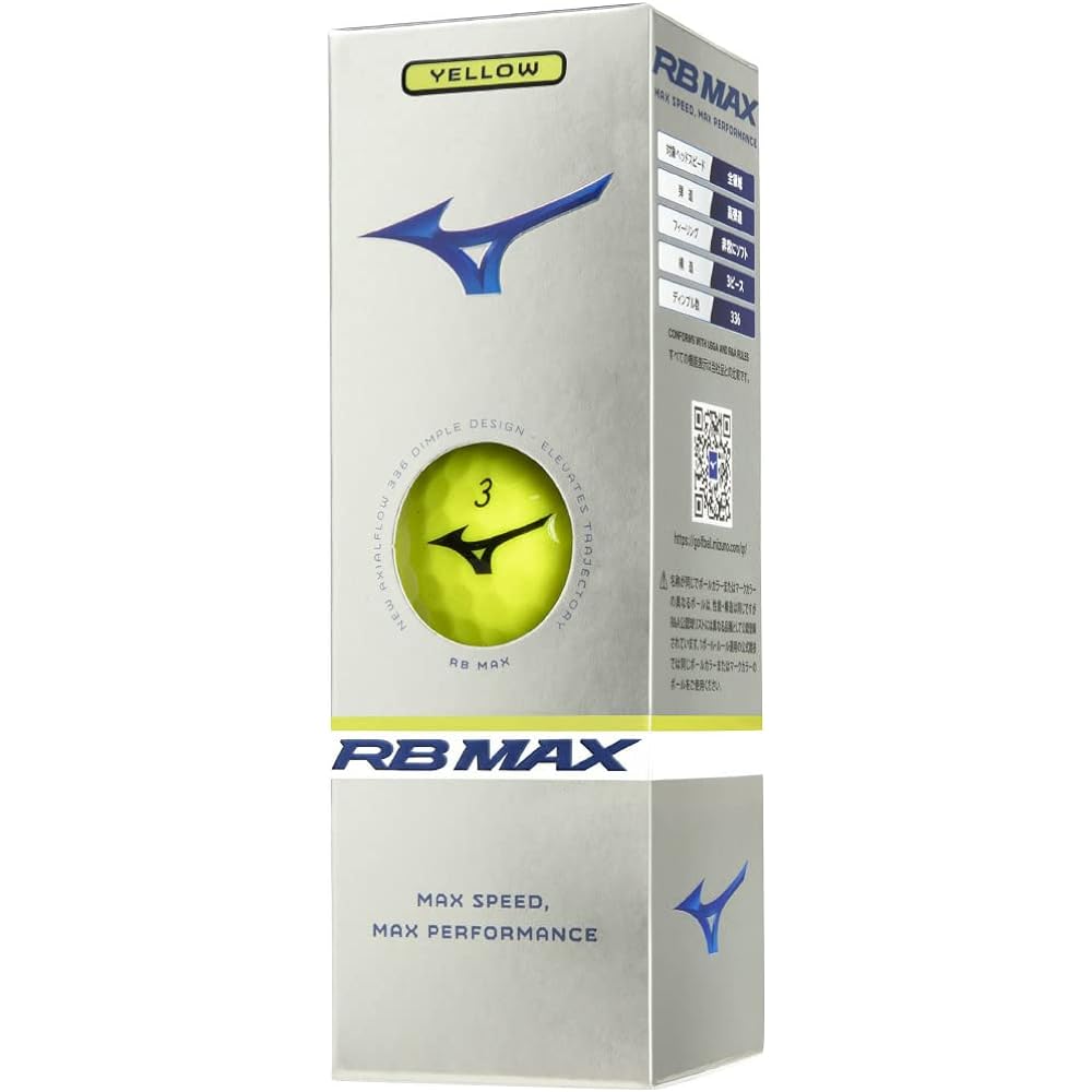 MIZUNO Golf Ball RB MAX Distance Type Compatible with all head speed ranges Very soft feeling 3-piece structure Equipped with axial flow dimples