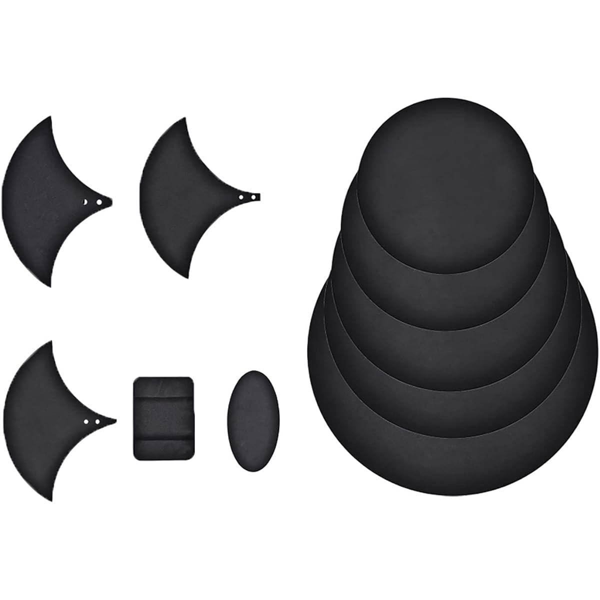Drum Silencer Pad Set, 10 Pieces Foldable Rubber Foam Drum Mute Bass Snare Drum Sound Off Mute Silencer Drumming Rubber Practice Pad Set Quiet Cymbals Mute Tool
