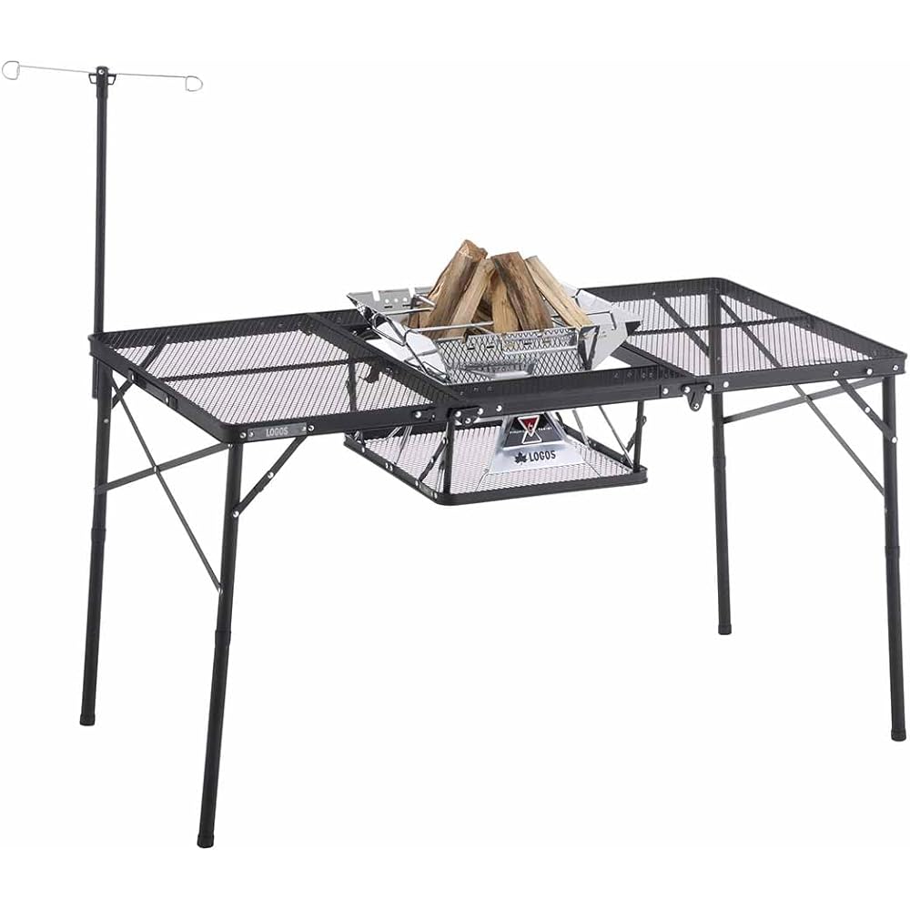 LOGOS Iron Mesh 3FD BBQ Table 13070-BC 73581002 Camping Folding Mesh Table Outdoor Table